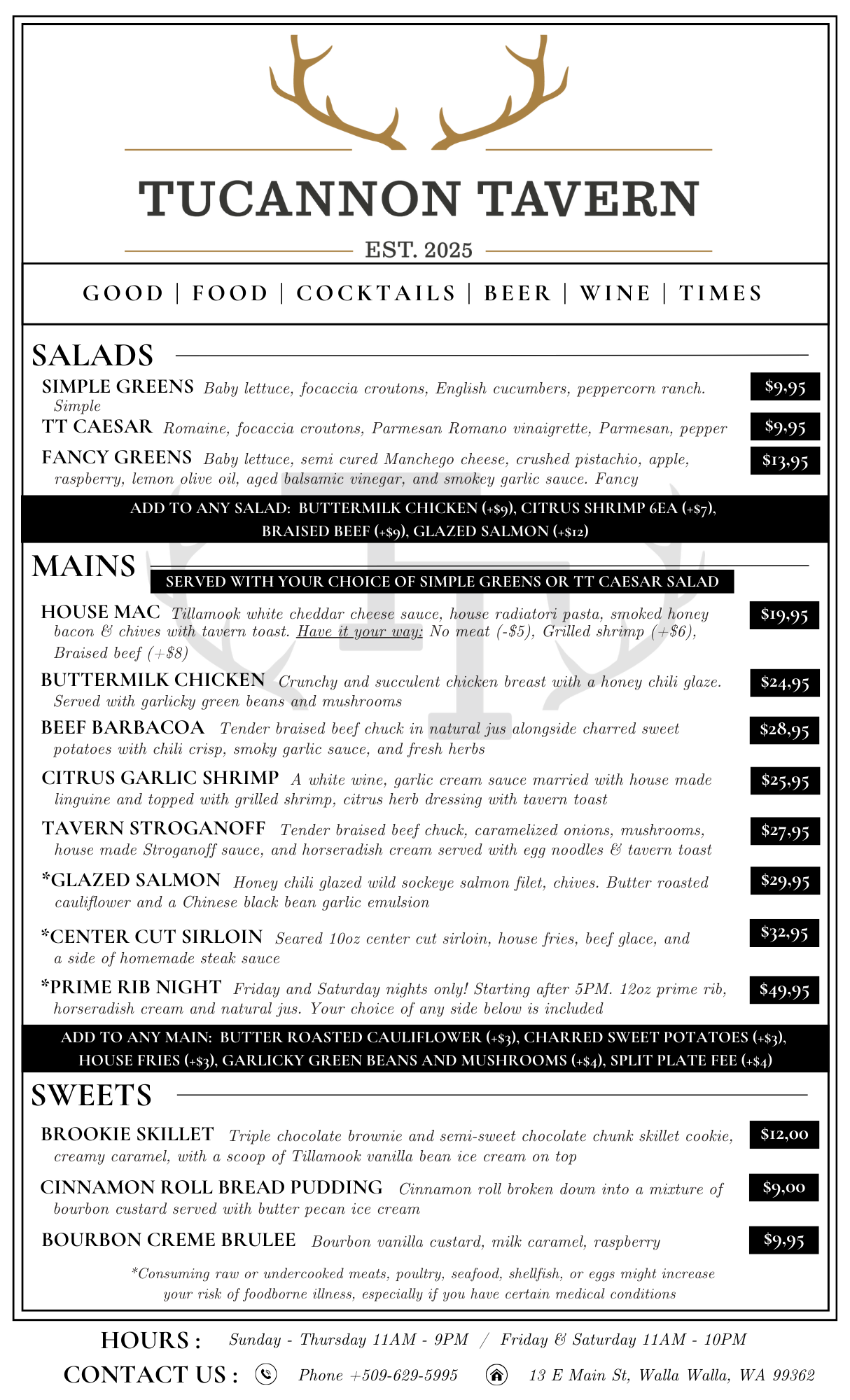 Dinner Menu