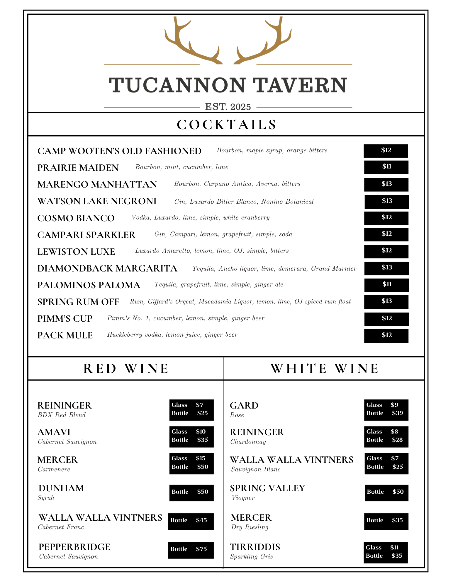 Drink Menu